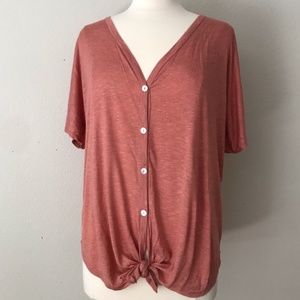 EUC ee:some Slouchy Front Tie Button Down Top